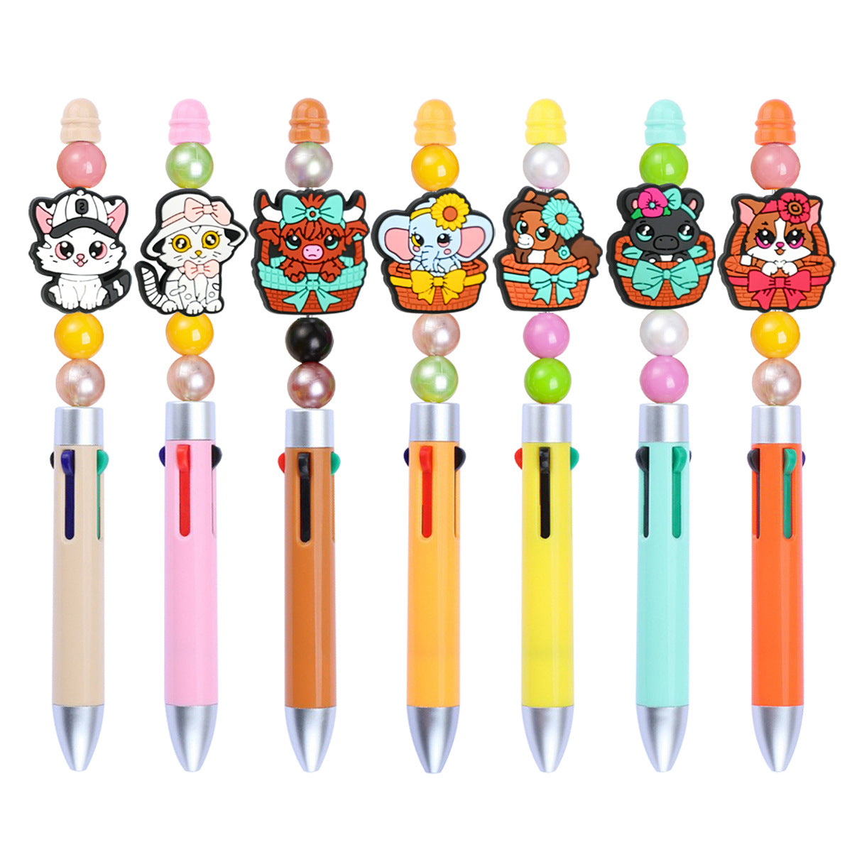 Wholesale Random 100pcs/pack Cute Cat Series DIY Beaded Charcoal